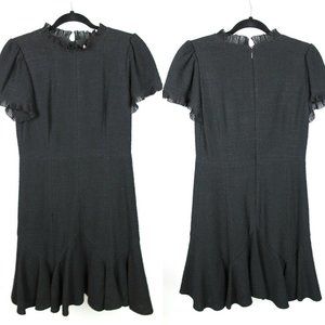 Rebecca Taylor Black Tweed Chiffon Dress NEW $495